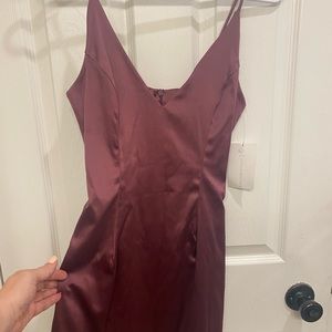 Gorgeous plum silk/satin mini dress with pockets